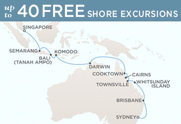 Deluxe Honeymoon Cruises Regent Voyager 2014 Map February 1-19 2014 - 18 Days