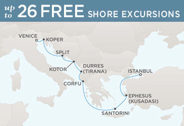 Radisson Seven Seas Cruises Voyager 2021 Map VENICE TO ISTANBUL