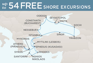 Regent  Mariner 2021 World Cruise Map ATHENS (PIRAEUS) TO ATHENS (PIRAEUS)