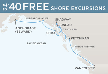 Deluxe Honeymoon Cruises Regent Navigator 2014 Map ANCHORAGE (SEWARD) TO VANCOUVER