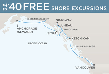 Radisson Seven Seas Cruises Navigator 2021 Map ANCHORAGE (SEWARD) TO VANCOUVER