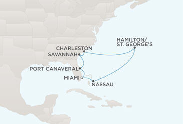 Deluxe Honeymoon Cruises Route Map Honeymoon Regent Navigator RSSC 2027 Miami to Miami