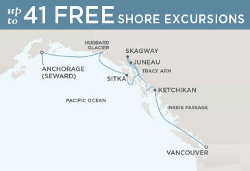 Luxury World Cruise SHIP BIDS - Route Map CRUISE SHIP BIDS Regent CRUISE SHIP Navigator RSSC 2024 Anchorage (Seward) to Vancouver