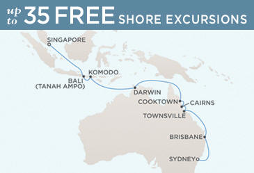 Cruise Single-Solo Balconies and Suites Regent CRUISE Voyager 2013 Map December 22 2013 January 7 Ship - 16 Nights
