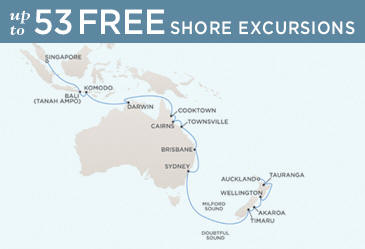 Cruise Single-Solo Balconies and Suites Regent CRUISE Voyager 2013 Map December 22 2013 January 17 Ship - 26 Nights