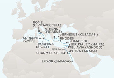 Route Map Regent Seven Seas Cruises Voyager RSSC May 4-18 2013 - 14 Days