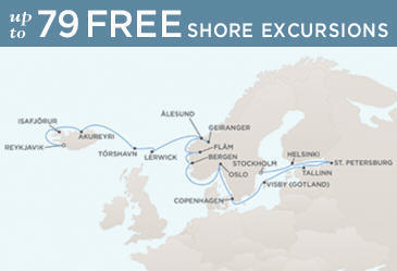 Route Map Regent Seven Seas Cruises Voyager RSSC June 12 July 1 2013 - 19 Days