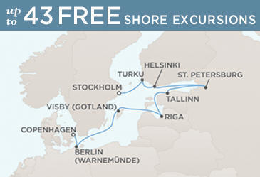 Route Map Regent Seven Seas Cruises Voyager RSSC August 4-14 2013 - 10 Days