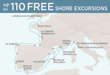 Deluxe Honeymoon Cruises Route Map Honeymoon Regent Voyager RSSC September 12 October 6 2027 - 24 Days