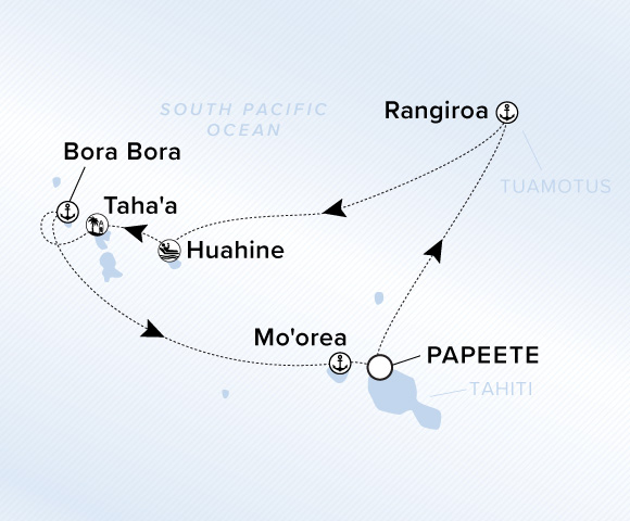 Map of Evrima Voyage 11280306, Roundtrip Papeete, Tahiti
