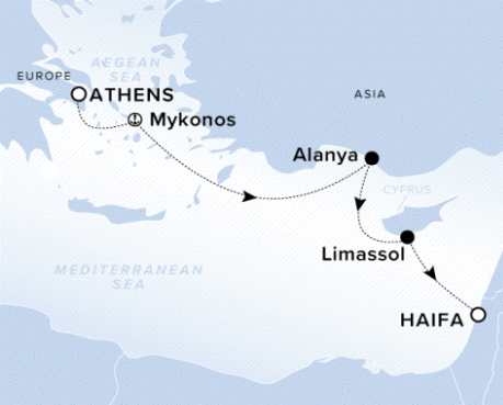 Map of Ilma Voyage 12240919, Athens to Haifa