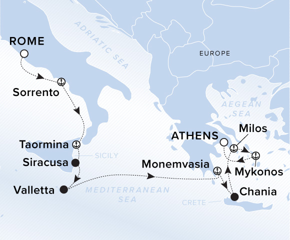 Map of Ilma Voyage 12240909, Rome to Athens