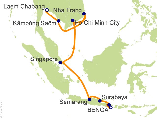 RSSC Regent Seven Seas Navigator Itinerary 2026 Cruises 14 Night Sands of Southeast Asia   Bali (Benoa) to Bangkok (Laem Chabang) Cruise