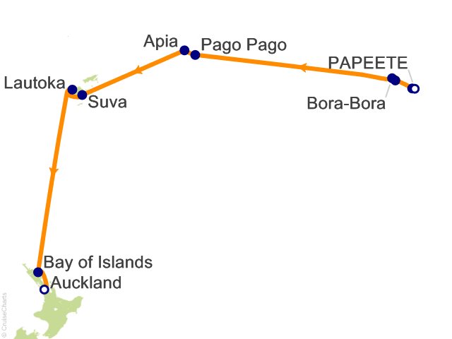 RSSC Regent Seven Seas Navigator Itinerary 2026 Cruises 16 Night South Pacific Overnights   Papeete (Tahiti) to Auckland Cruise