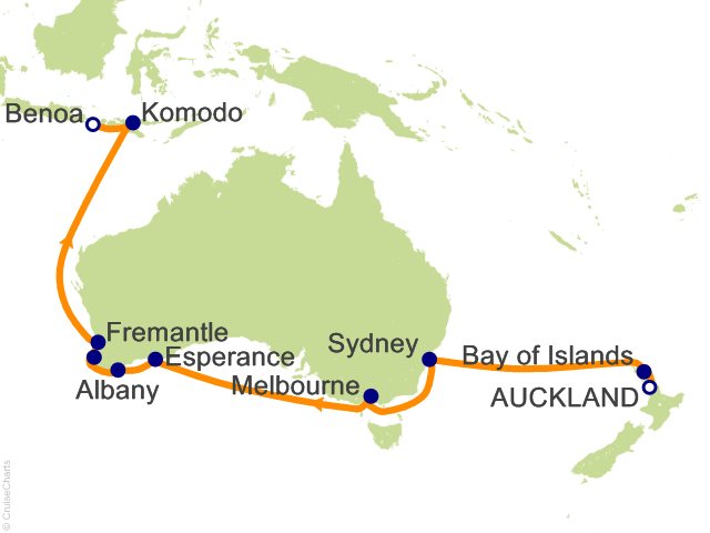 RSSC Regent Seven Seas Navigator Itinerary 2026 Cruises 18 Night Down Under Australia   Auckland to Bali (Benoa) Cruise