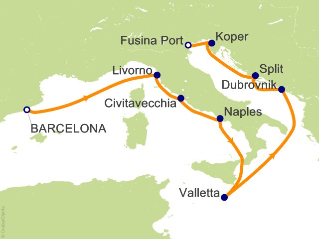 RSSC Regent Seven Seas Navigator Itinerary 2026 Cruises 10 Night Extravagant Ionian Journey   Barcelona to Venice (Fusina) Cruise