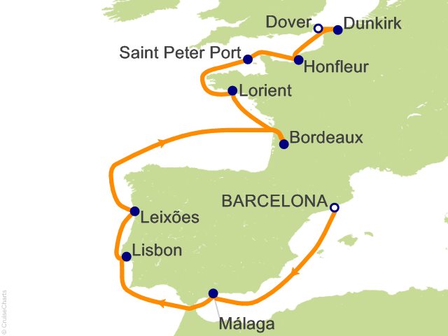 RSSC Regent Seven Seas Navigator Itinerary 2026 Cruises 14 Night Landmarks of Lisbon and Lorient   Barcelona to London (Dover) Cruise