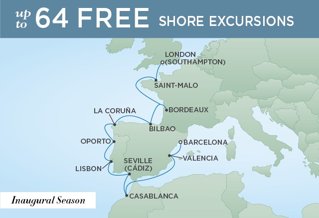7 Seas Luxury Cruises Barcelona to London (Southampton)
