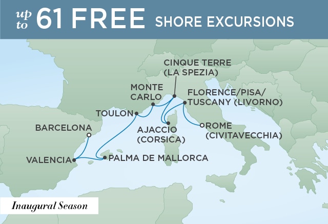 7 Seas Luxury Cruises Rome (Civitavecchia) to Barcelona