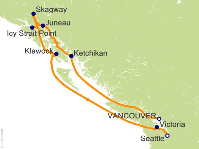 RSSC Regent Seven Seas Explorer Itinerary 2026 Map 9 Night Behold the Pacific Northwest   Vancouver to Seattle Cruise