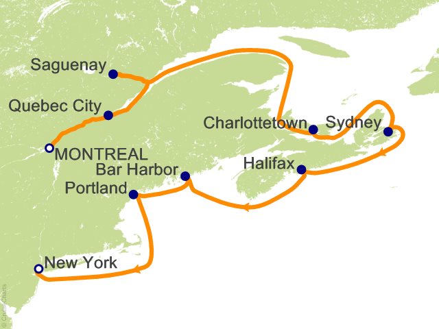 Regent Seven Seas Grandeur Itinerary 2027 Map RSSC 11 Night Canadian Culinary Delights   Montreal to New York Cruise