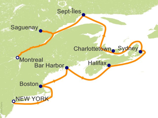 Regent Seven Seas Grandeur Itinerary 2027 Map RSSC 11 Night Harvest Tides   New York to Montreal Cruise
