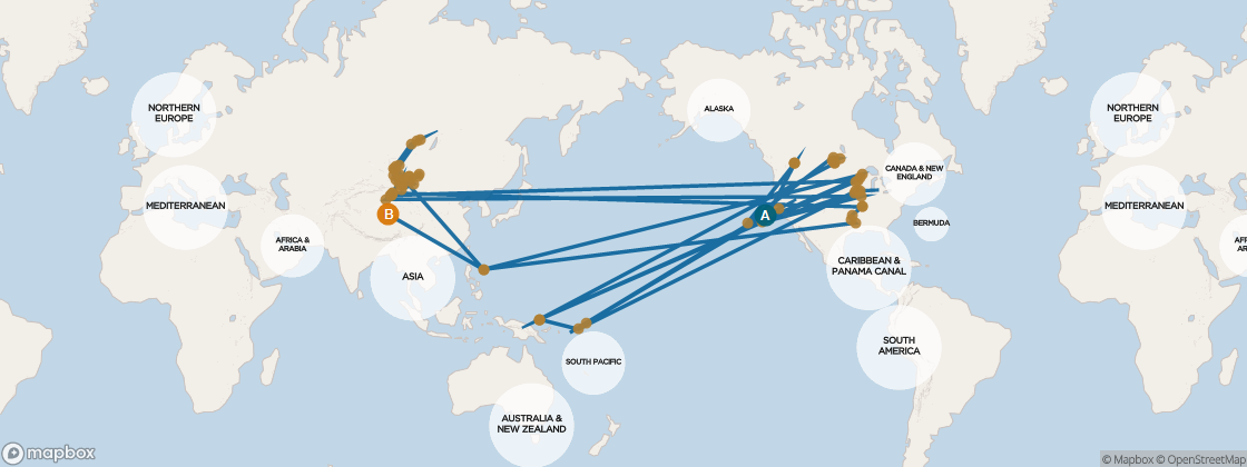 Seven Seas Mariner Voyage MAR260629D itinerary map from New York to Barcelona, June 29-September 18 2026, 81 days