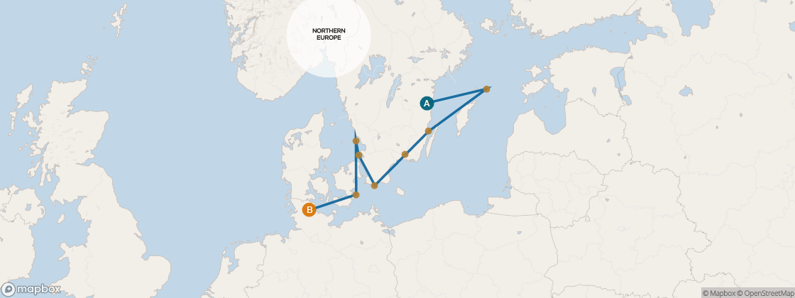 Seven Seas Mariner Voyage MAR270620 itinerary map from Stockholm to Amsterdam (Ijmuiden), June 20-30 2027, 10 days