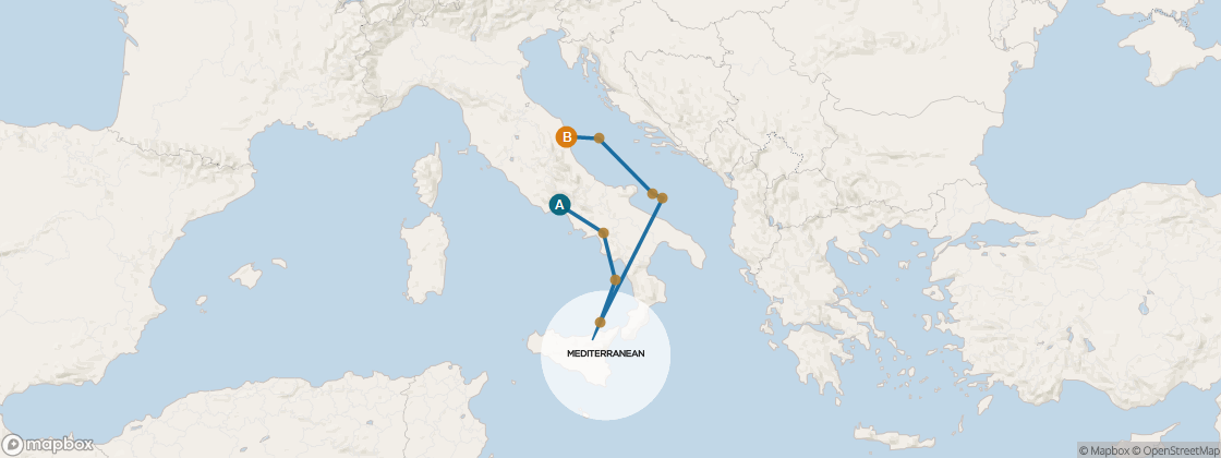 Seven Seas Mariner Voyage MAR270902 itinerary map from Rome (Civitavecchia) to Venice (Fusina), September 2-10 2027, 8 days