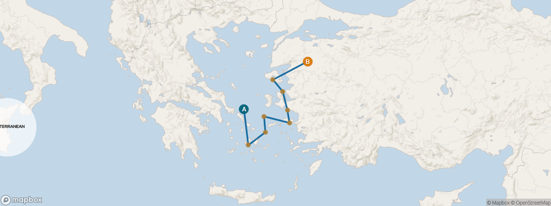 Seven Seas Mariner Voyage MAR270920 itinerary map from Athens (Piraeus) to Istanbul, September 20-30 2027, 10 days