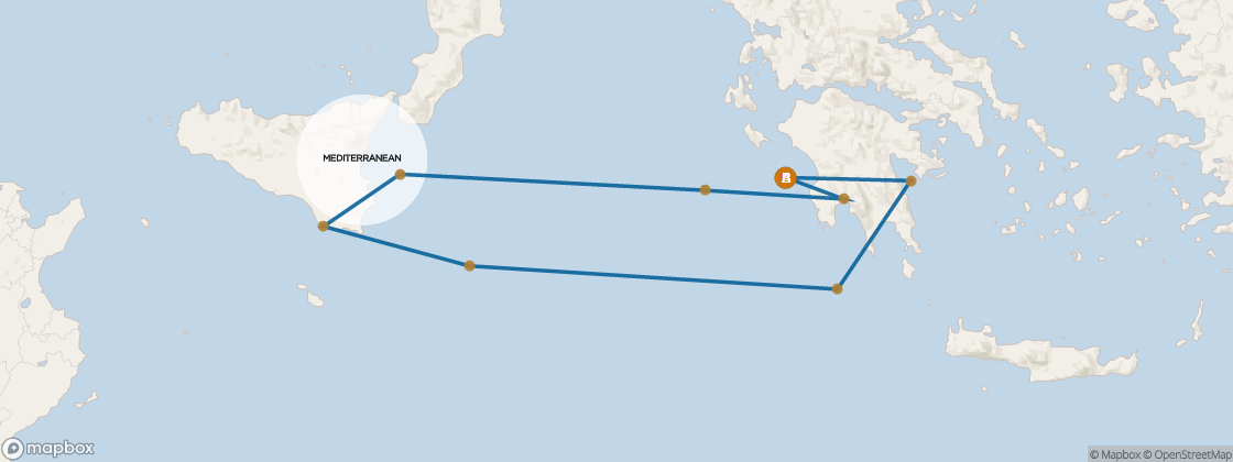 Seven Seas Mariner Voyage MAR271010 itinerary map from Athens (Piraeus) to Athens (Piraeus), October 10-20 2027, 10 days