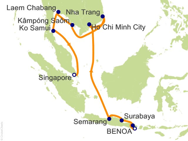 RSSC Regent Seven Seas Mariner Itinerary Cruises 2026 16 Night Spectacular Asia   Bali (Benoa) to Singapore Cruise