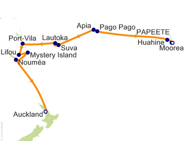 RSSC Regent Seven Seas Mariner Itinerary Cruises 2026 18 Night Beauty in Southern Seas   Papeete (Tahiti) to Auckland Cruise