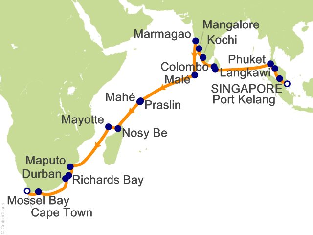 RSSC Regent Seven Seas Mariner Itinerary Cruises 2026 30 Night Indian Ocean Exploration   Singapore to Cape Town Cruise