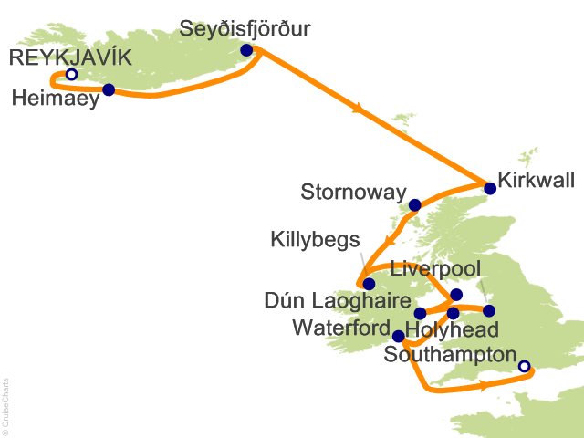 RSSC Regent Seven Seas Mariner Itinerary Cruises 2026 14 Night British Isles Discovery   Reykjavik to London (Southampton) Cruise