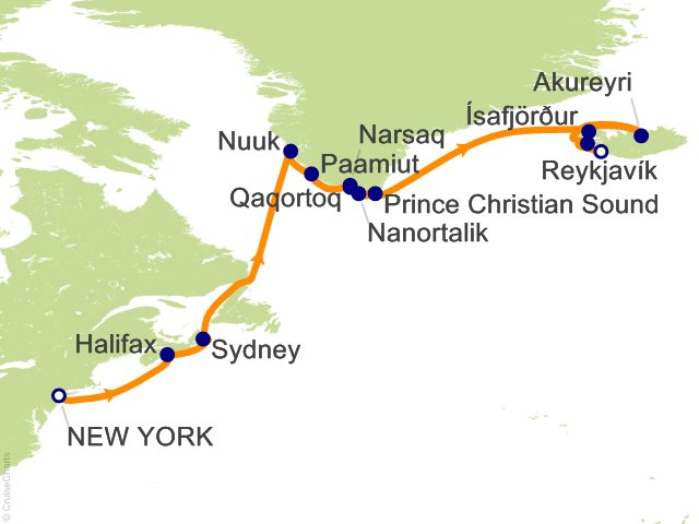 RSSC Regent Seven Seas Mariner Itinerary Cruises 2026 18 Night Icelandic Getaway   New York to Reykjavik Cruise