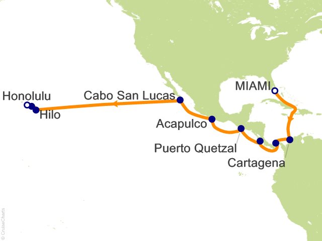 RSSC Regent Seven Seas Mariner Itinerary Cruises 2026 21 Night Crossing Horizons   Miami to Honolulu Cruise