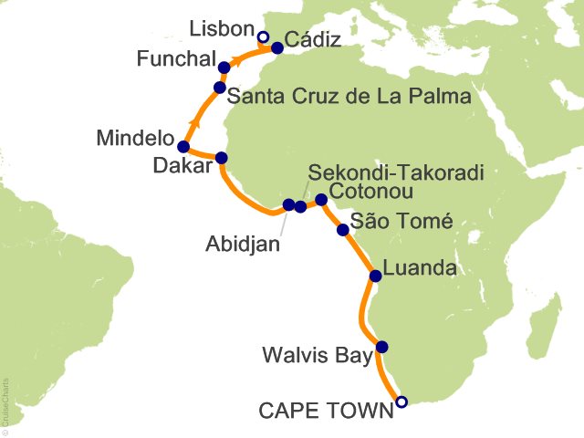RSSC Regent Seven Seas Mariner Itinerary Cruises 2026 24 Night Western Africa and Isles of Wonder   Cape Town to Lisbon Cruise
