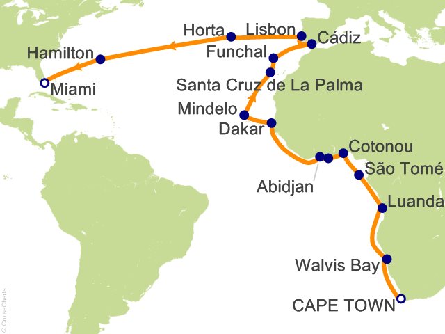 RSSC Regent Seven Seas Mariner Itinerary Cruises 2026 35 Night African Allure to Oceanic Wonder   Cape Town to Miami Cruise