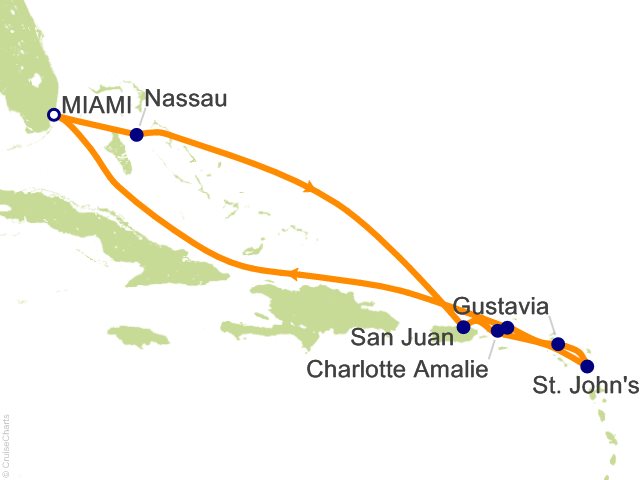 RSSC Regent Seven Seas Mariner Itinerary Cruises 2027 10 Night Blissful Virgin Islands   Miami to Miami Cruise