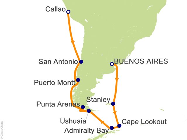 RSSC Regent Seven Seas Mariner Itinerary Cruises 2027 18 Night Antarctic Encounter   Buenos Aires to Lima (Callao) Cruise