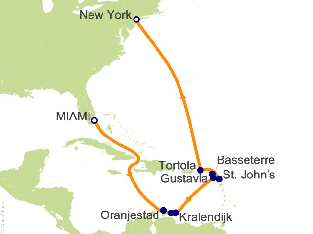RSSC Regent Seven Seas Mariner Itinerary Cruises 2027 14 Night Caribbean Compass   Miami to New York Cruise