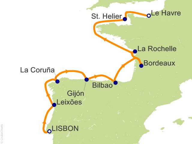 RSSC Regent Seven Seas Mariner Itinerary Cruises 2027 12 Night La Lumiere du Soleil   Lisbon to Paris (Le Havre) Cruise