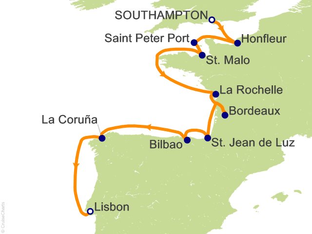 RSSC Regent Seven Seas Mariner Itinerary Cruises 2027 12 Night Wines Beaches and Flamenco   London (Southampton) to Lisbon Cruise