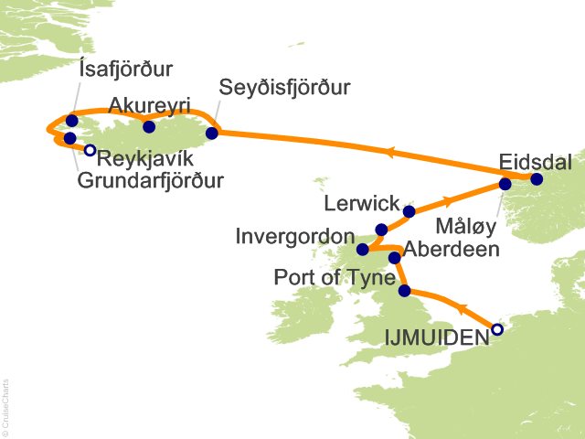 RSSC Regent Seven Seas Mariner Itinerary Cruises 2027 14 Night Celestial Norway and Iceland   Amsterdam (IJmuiden) to Reykjavik Cruise