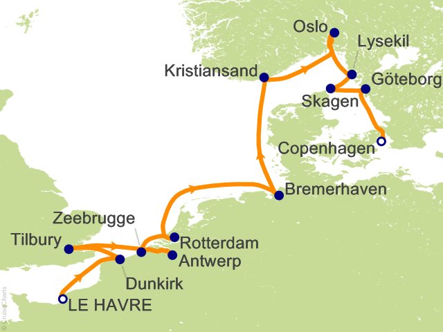 RSSC Regent Seven Seas Mariner Itinerary Cruises 2027 14 Night Northern Enchantment   Paris (Le Havre) to Copenhagen Cruise