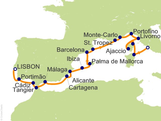 RSSC Regent Seven Seas Mariner Itinerary Cruises 2027 22 Night Spanish Summer   Lisbon to Rome (Civitavecchia) Cruise