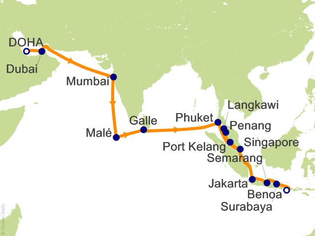 RSSC Regent Seven Seas Mariner Itinerary Cruises 2027 27 Night Minarets and Mandalas   Doha to Bali (Benoa) Cruise