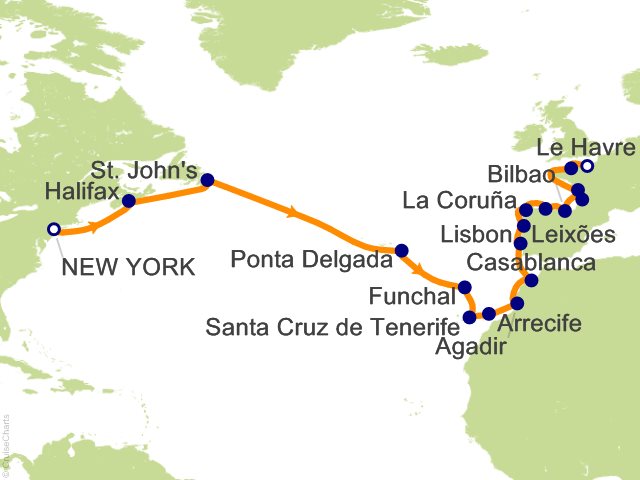 RSSC Regent Seven Seas Mariner Itinerary Cruises 2027 28 Night New World Old World   New York to Paris (Le Havre) Cruise