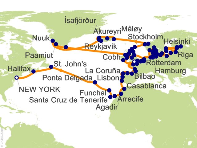 RSSC Regent Seven Seas Mariner Itinerary Cruises 2027 92 Night Grand Arctic Expedition   New York to London (Southampton) Cruise